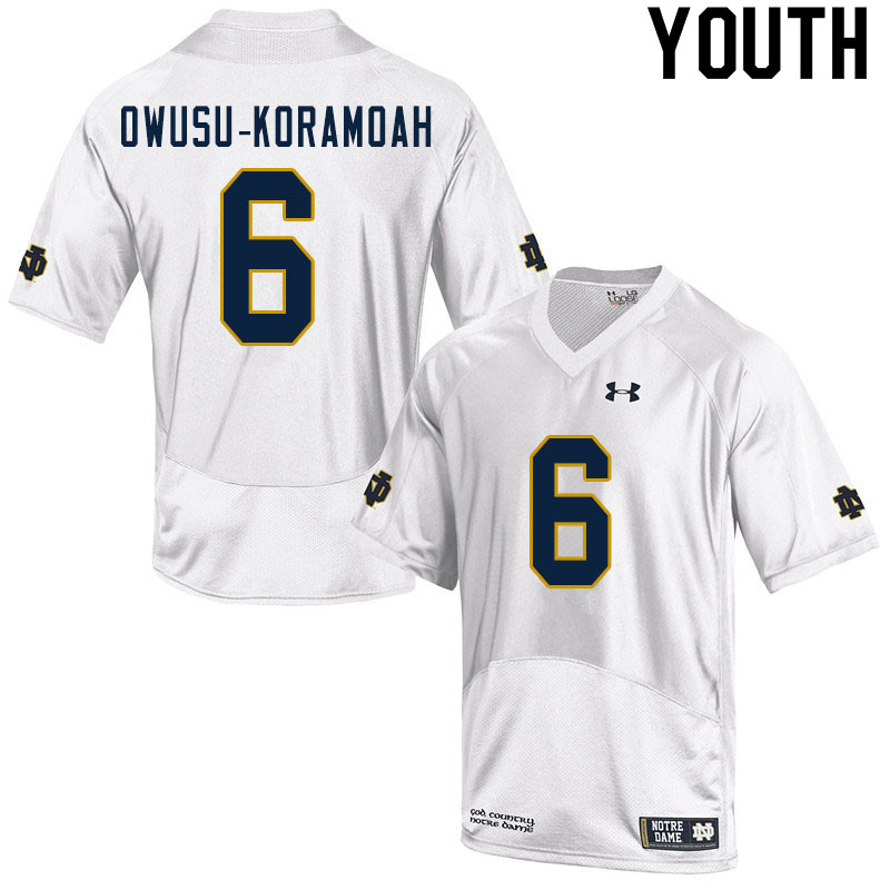 Youth #6 Jeremiah Owusu-Koramoah Notre Dame Fighting Irish College Football Jerseys Sale-White
